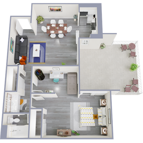 an image of a 1 bedroom 1 bathroom 820 square feet